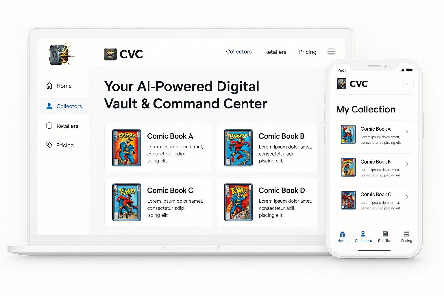 Collector's Vault Connect Digital Vault Interface Mockup